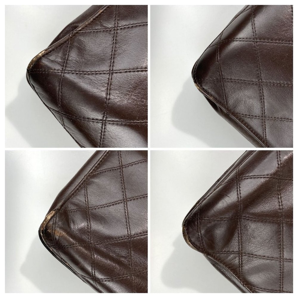 vintage CHANEL Bag Briefcase Handbag Quilted brown Leather Authentic with key - Picture 8 of 11